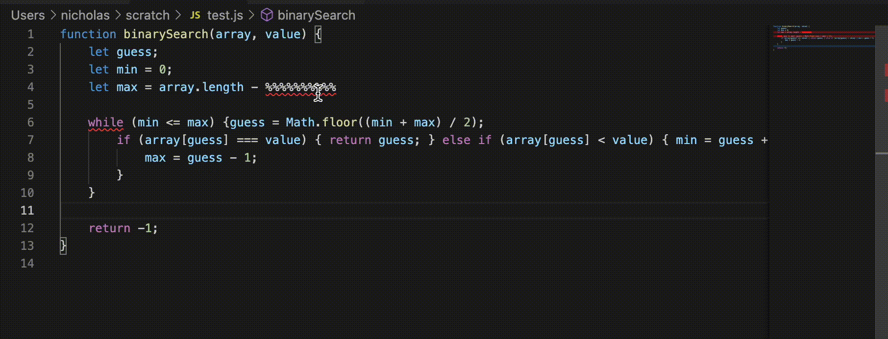 Formatting TypeScript code with a syntax error